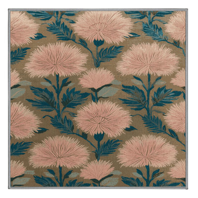 Machine Washable Botanical Brown Area Rug