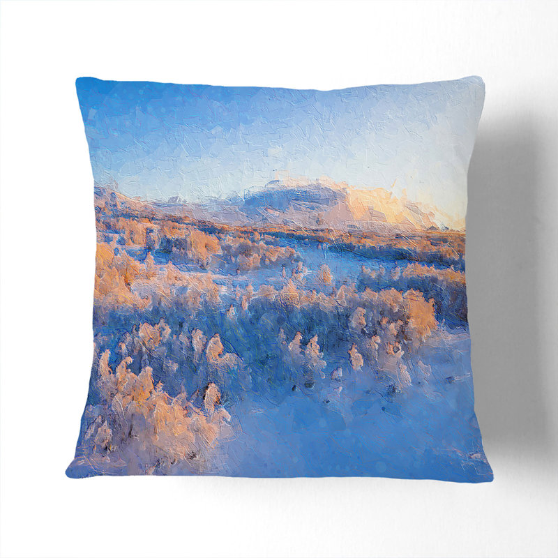 Winter Forest in Sweden Cushion with Filling, Black, 40cm H x 40cm W x 15cm D
