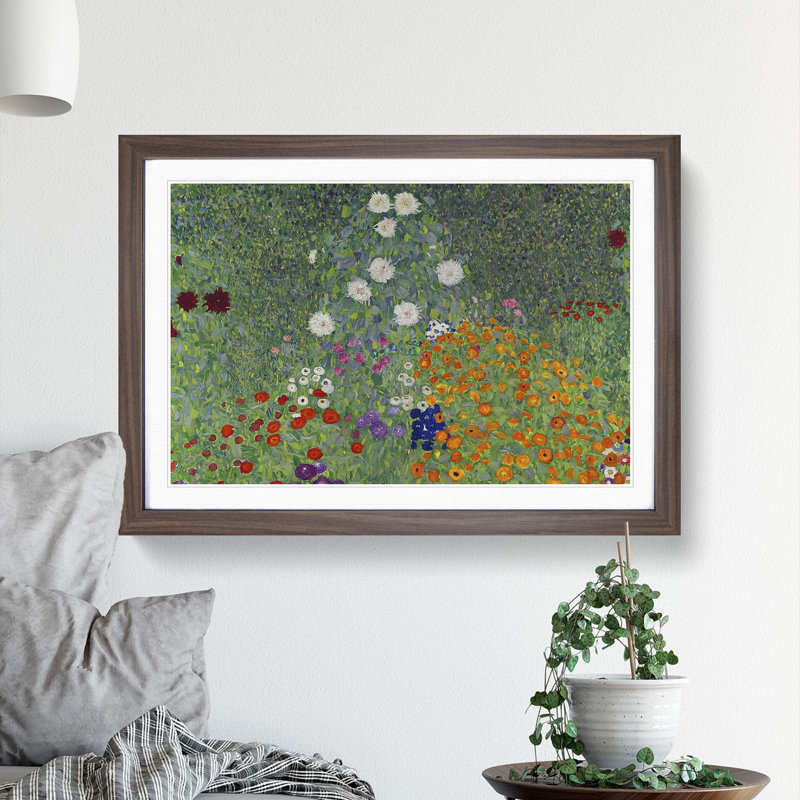 Flower Garden Vol.1 by Gustav Klimt - Framed Print, 27cm H x 36cm W x 2cm D, Walnut Framed