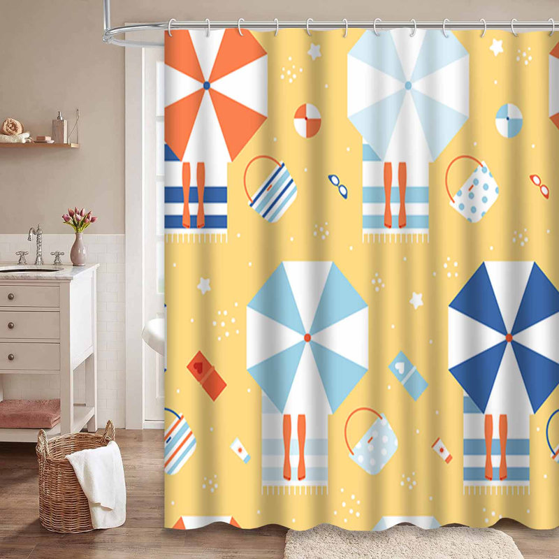 Rideau de douche imperméable avec 12 crochets SunbathBeach, L 72 po x l 78 po