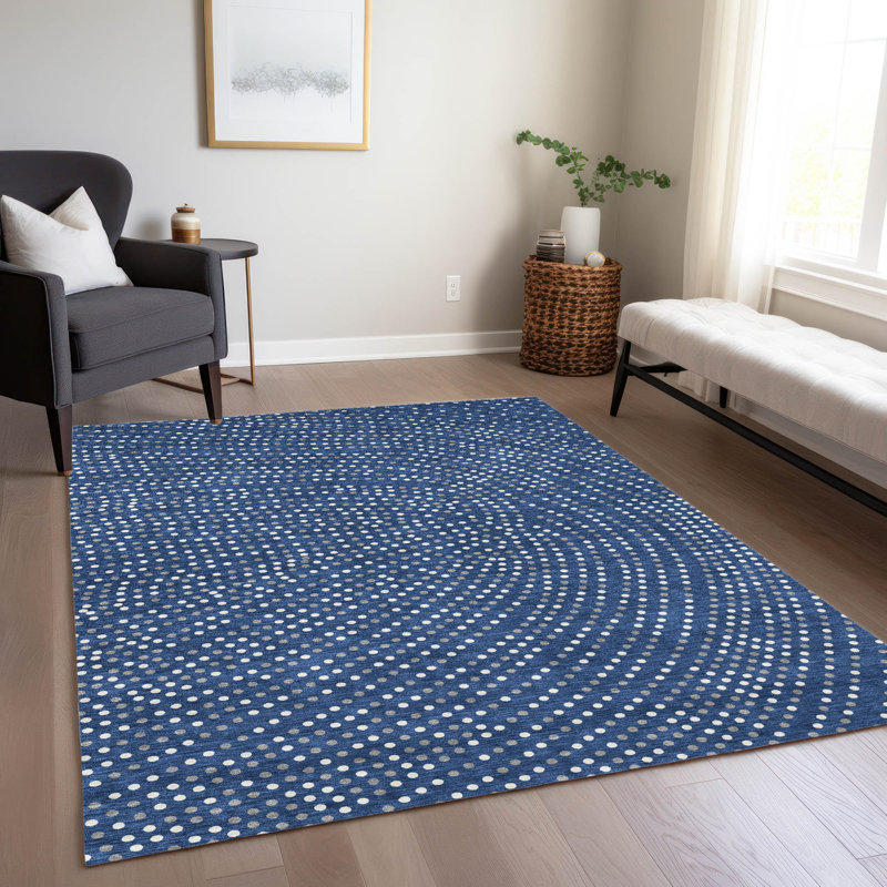 Mirelia Blue Washable Indoor-Outdoor Rug - , 10' x 14'