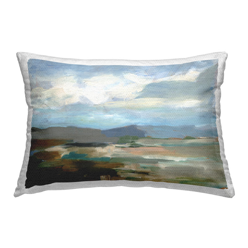 Abstract Mountain Scenery Outdoor Printed Pillow by Ethan Harper