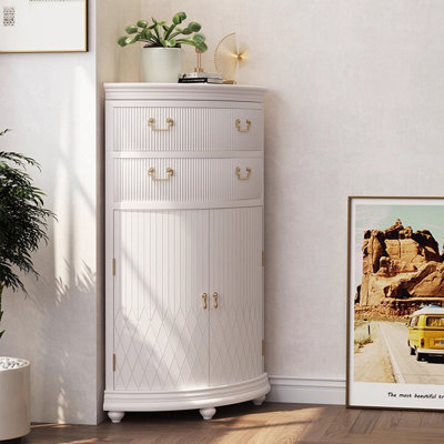White Manufactured Wood Corner cabinet
