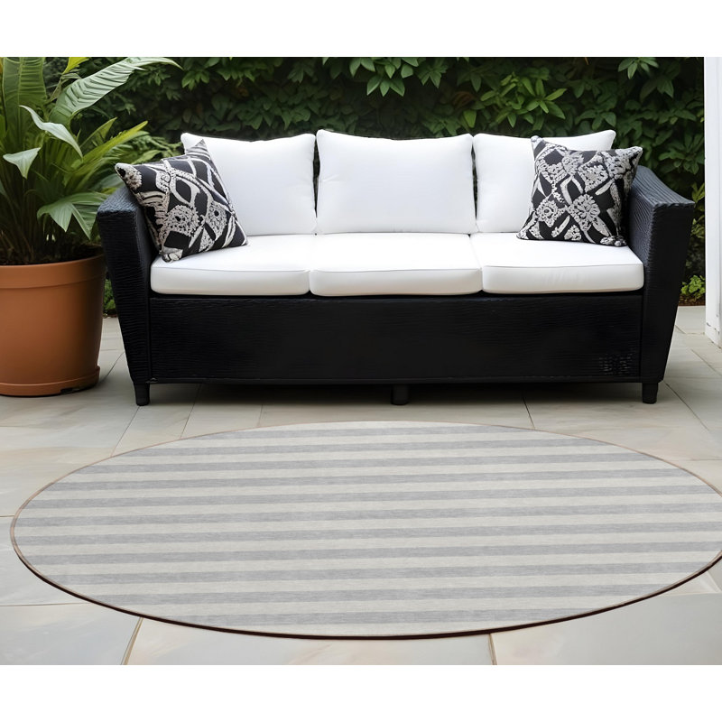 Tapis d'intérieur rond 8 po gris et ivoire