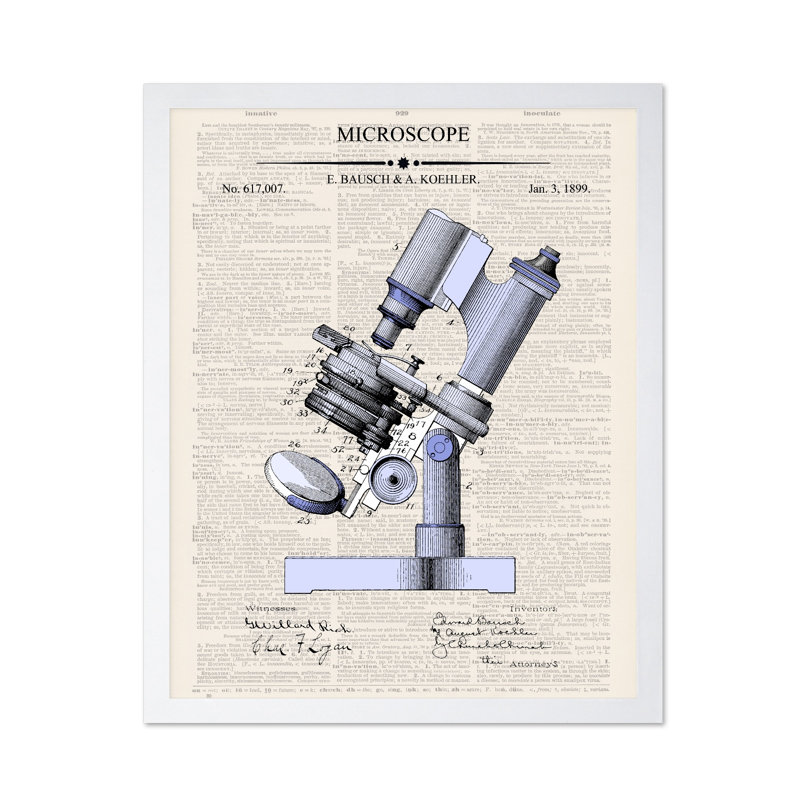 Microscope Blueprint No1, Affiche, Encadrement blanc, H 16 po x l 20 po