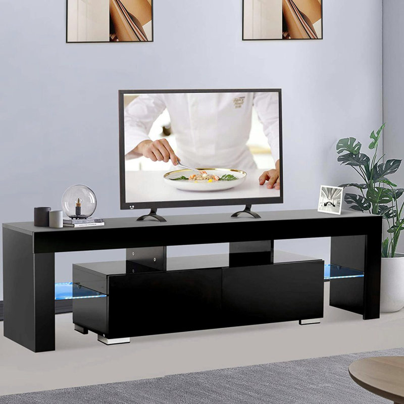 Naleya Unfinished TV Stand for TVs up to 55", Black