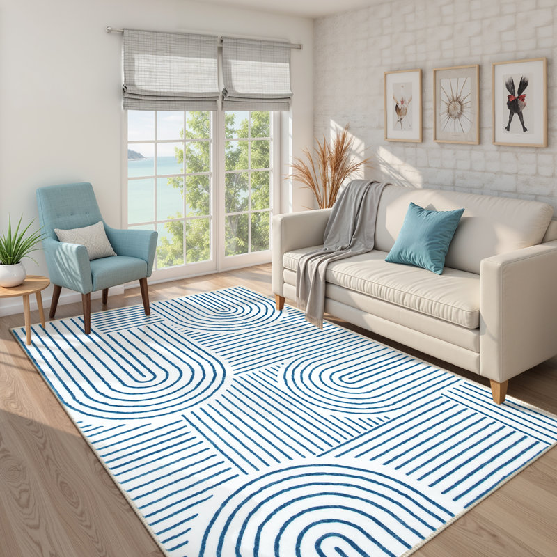 Abstract Washable Area Rug Soft Bedroom Rug for Living Room Ultra-Thin Non Slip Office Carpet, Rectangle 5' x 7'