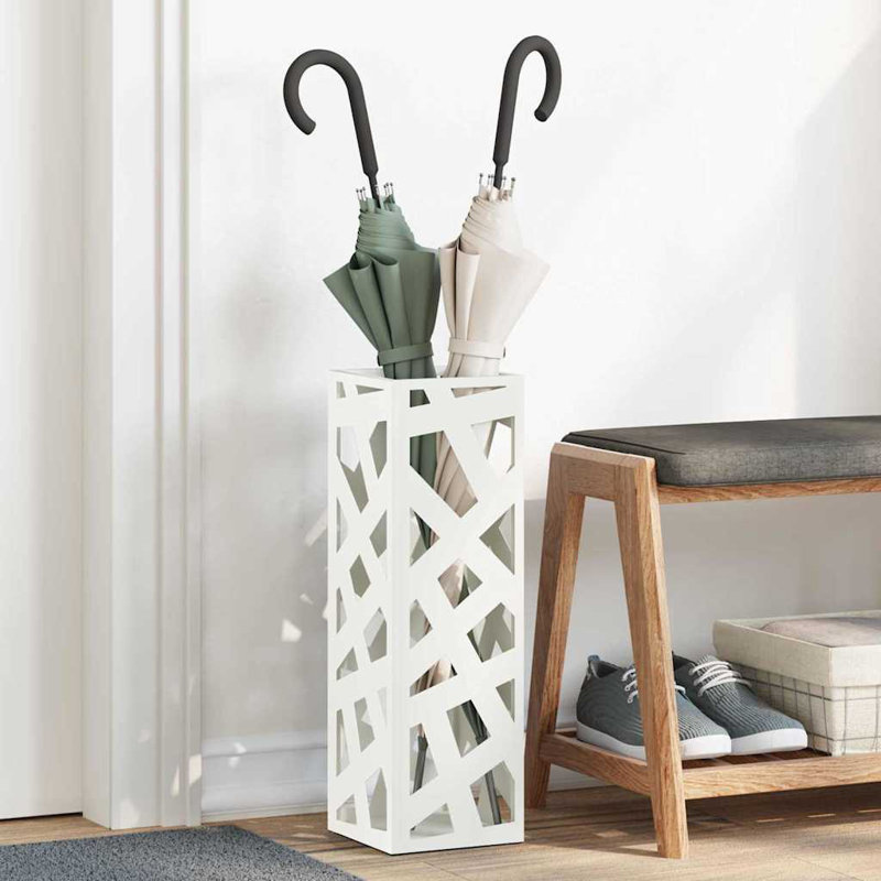 Umbrella Stand 15.5 X 15.5 X 49 Cm Steel, White