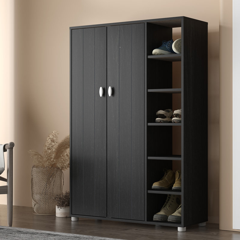 Shoe Storage Cabinet, Rustick Black Oak