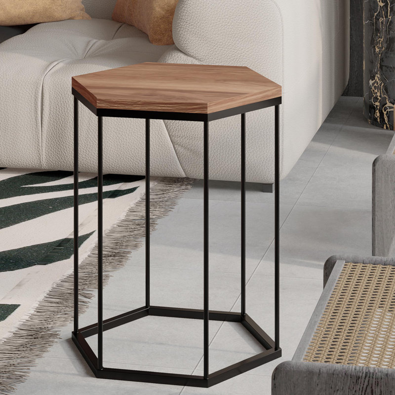 Table d'appoint hexagonale haute Medici de 21 po, table basse NighStand, assemblage facile, trépied