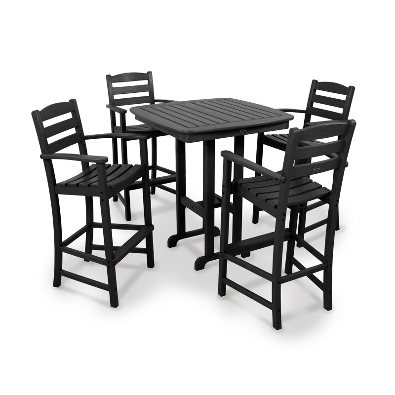 POLYWOOD La Casa Café 5-Piece Bar Set, Black