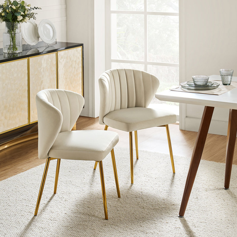Euclid Modern Tufted Velvet Wingback Dining Chair, Tan Velvet