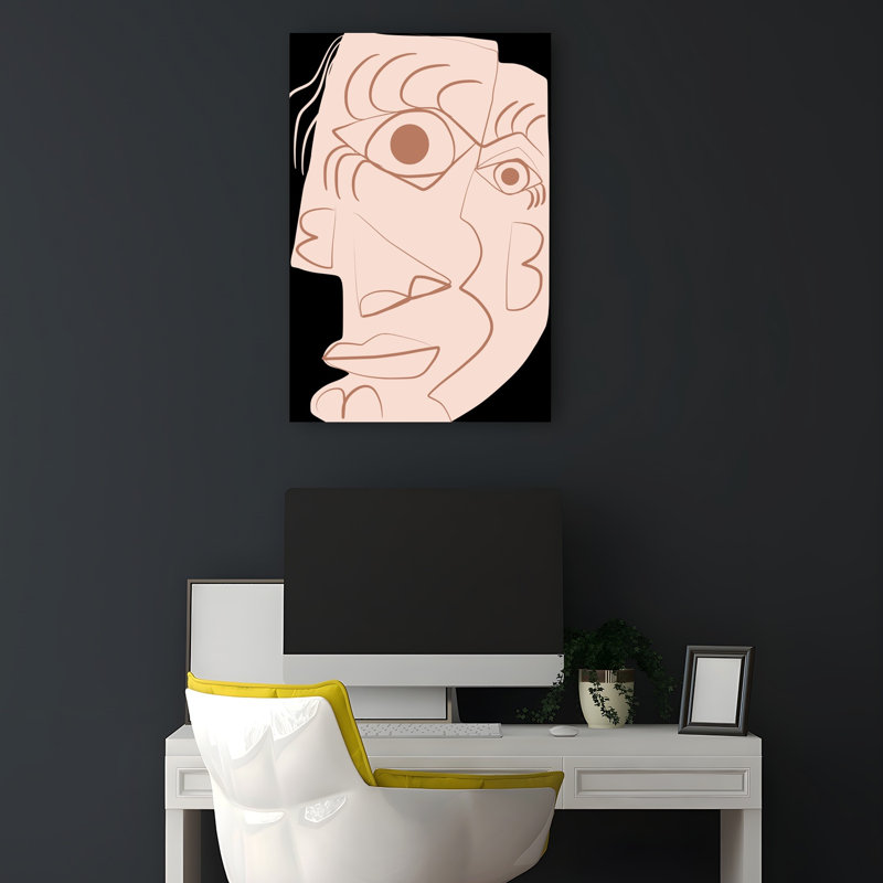 Abstract Cubist Face Abstract Contemporary Minimalist Wall Art Print by Little Dean - Wrapped Canvas Print