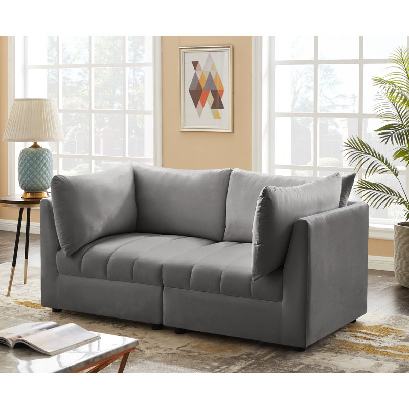 Ensoll 66'' Velvet Loveseat, Grey Velvet