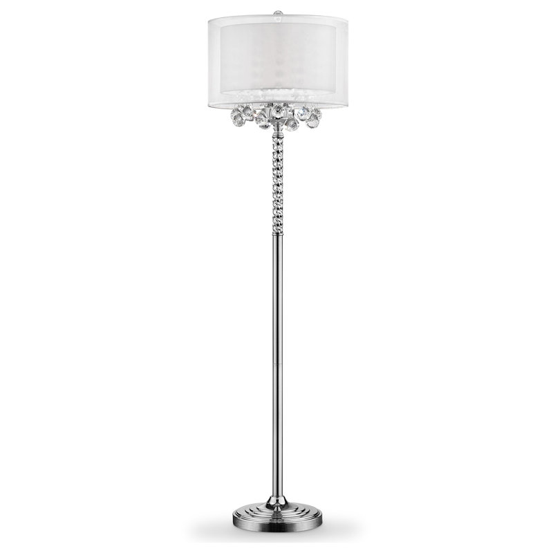 62.5'' Silver Chrome Traditional Floor Lamp, Silver