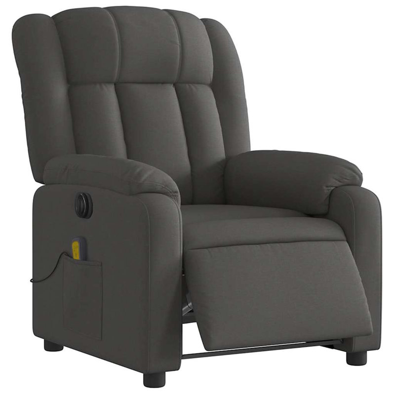 vidaXL Massage Recliner Chair, Adjustable, Dark Gray Polyester, Power