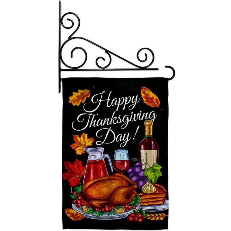 Double Sided 18.5'' H x 13'' W Polyester Thanksgiving Flag Set