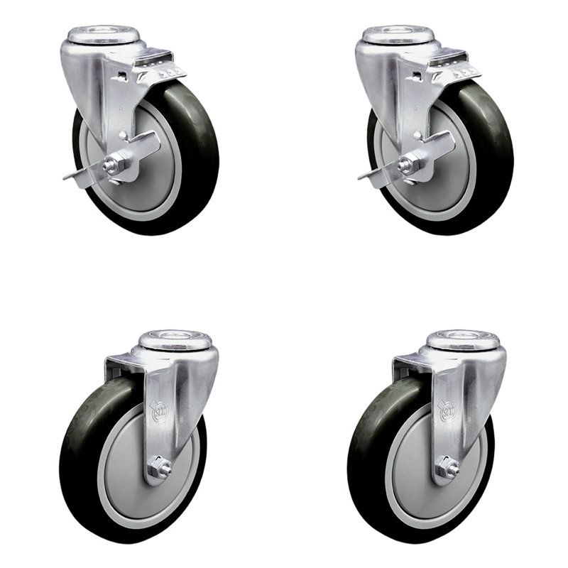 Ensemble de roulettes pivotantes en acier inoxydable, Noir
