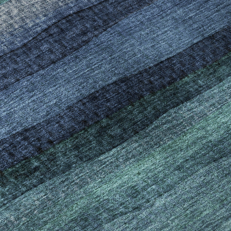 Premium Machine Washable Mayfield AMF2093 Striped Rug, 1'8" x 2'6", Teal