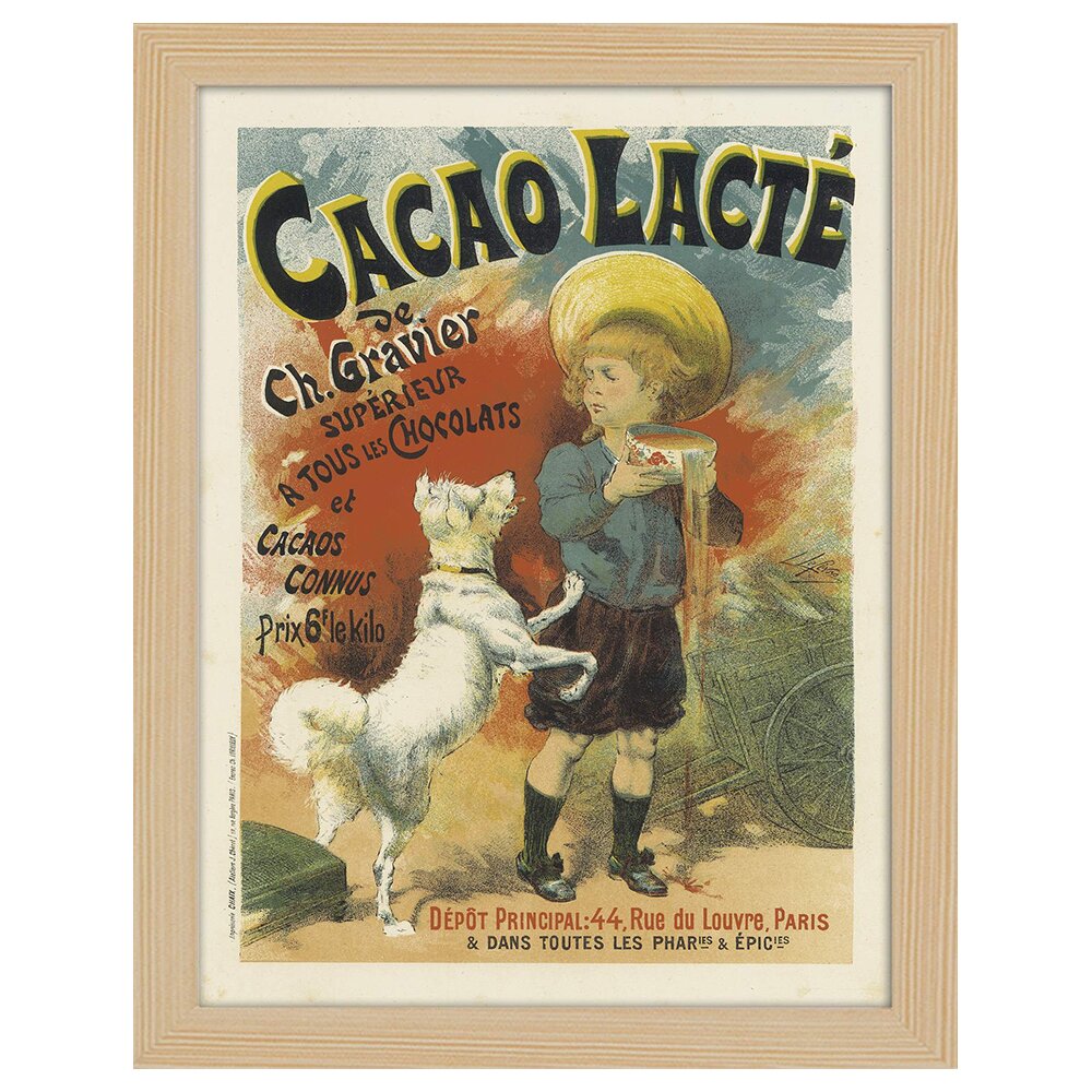 Leinwandbild Vintage Artistic Poster Cacao Lacté