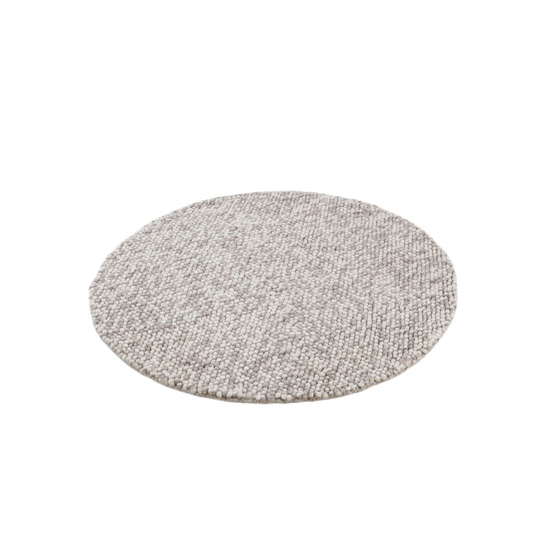 Handmade Wool Rug in Beige, Round 200cm