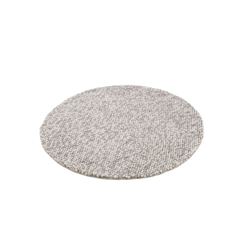 Handmade Wool Rug in Beige, Round 200cm