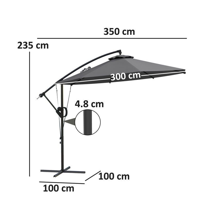 305cm Tilt Cantilever Parasol, Grey