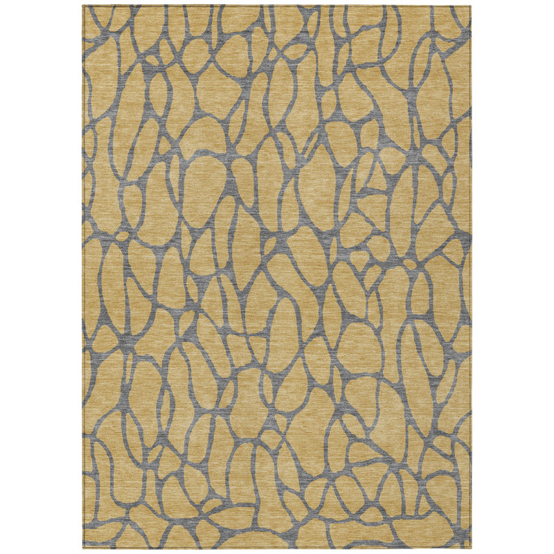 Elowira Gold Washable Indoor-Outdoor Rug - , 10' x 14'