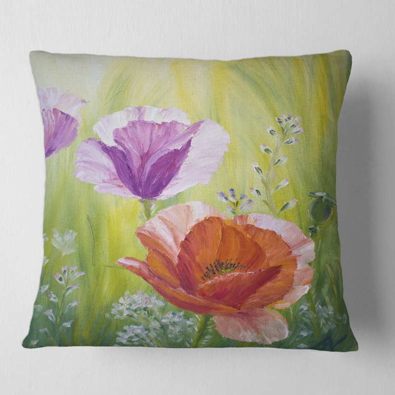 Housse et insert de coussin carré Poppies in the Morning, 18" x 18"