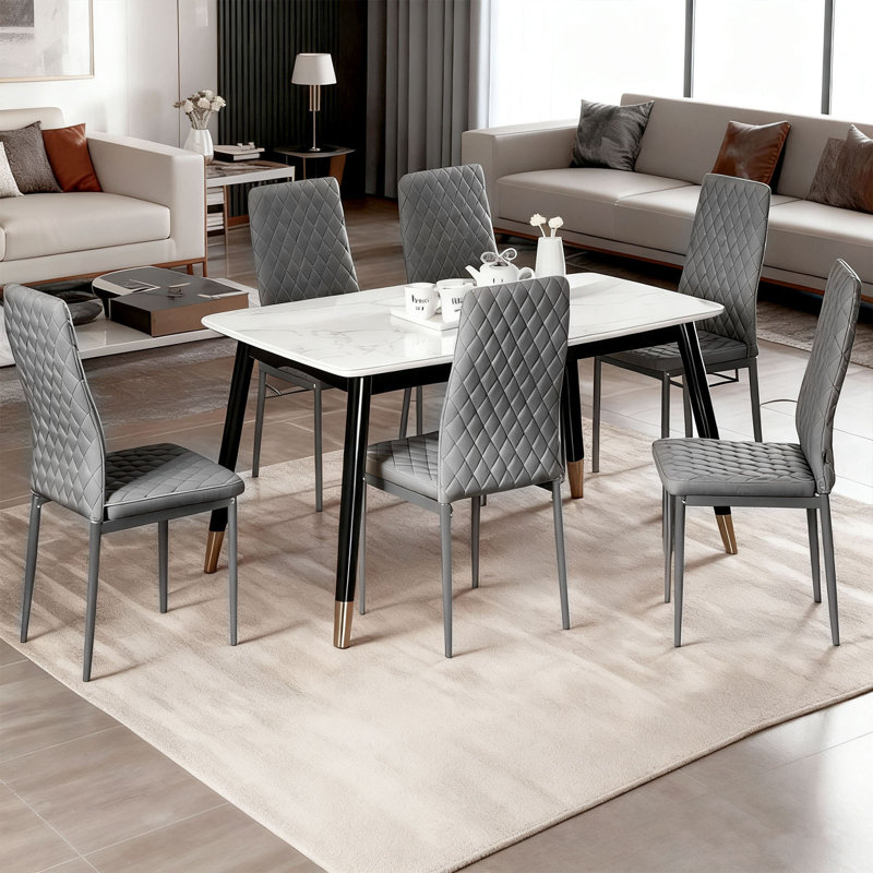 Ensemble de chaises rembourrées en cuir d'unité centrale Modern (6 paquets) gris