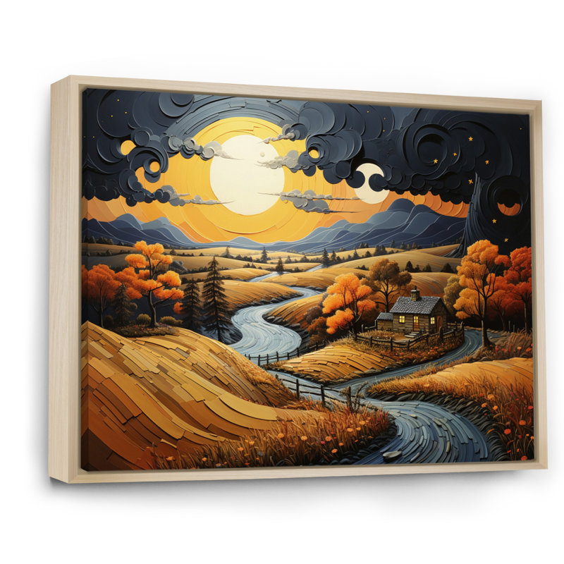 «Countryside Moody Skies Patchwork II», reproduction sur toile, H 30 po x l 40 po x P 1,5 po, Cadre naturel flottant