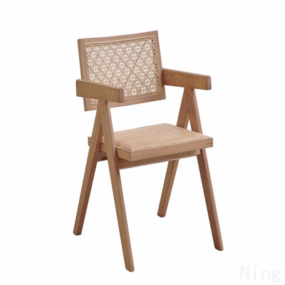 Chaise avec accoudoirs en rotin et finition naturelle (ensemble de 2)