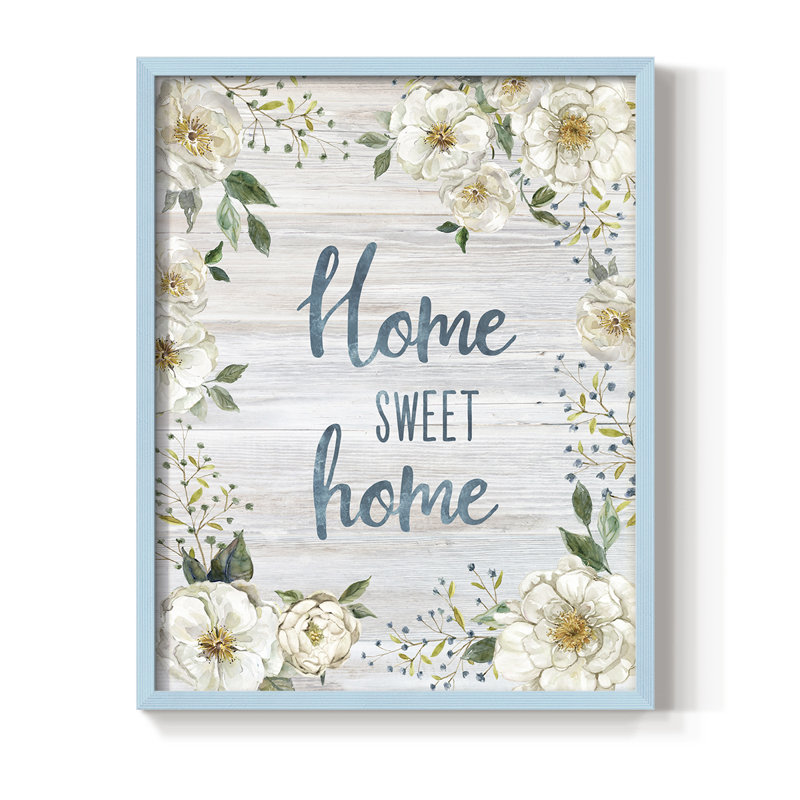 French Floral I Framed Print - Solid Wood, Bleu, H 21 po x l 17 po