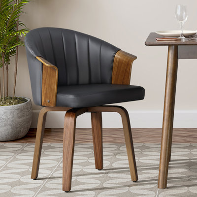 Arvion Faux Leather Swivel Barrel Chair