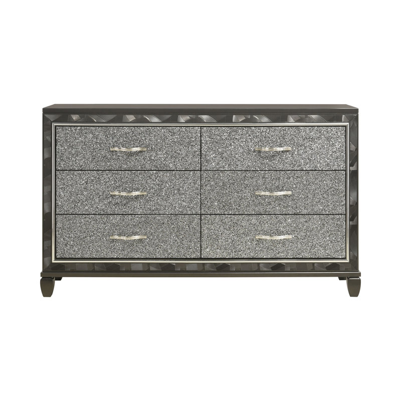 Commode 6 tiroirs Joi, Noir, noir, noir, noir