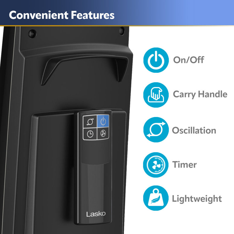 Lasko Hybrid 4-Speed Tower Fan with Remote Control, Black