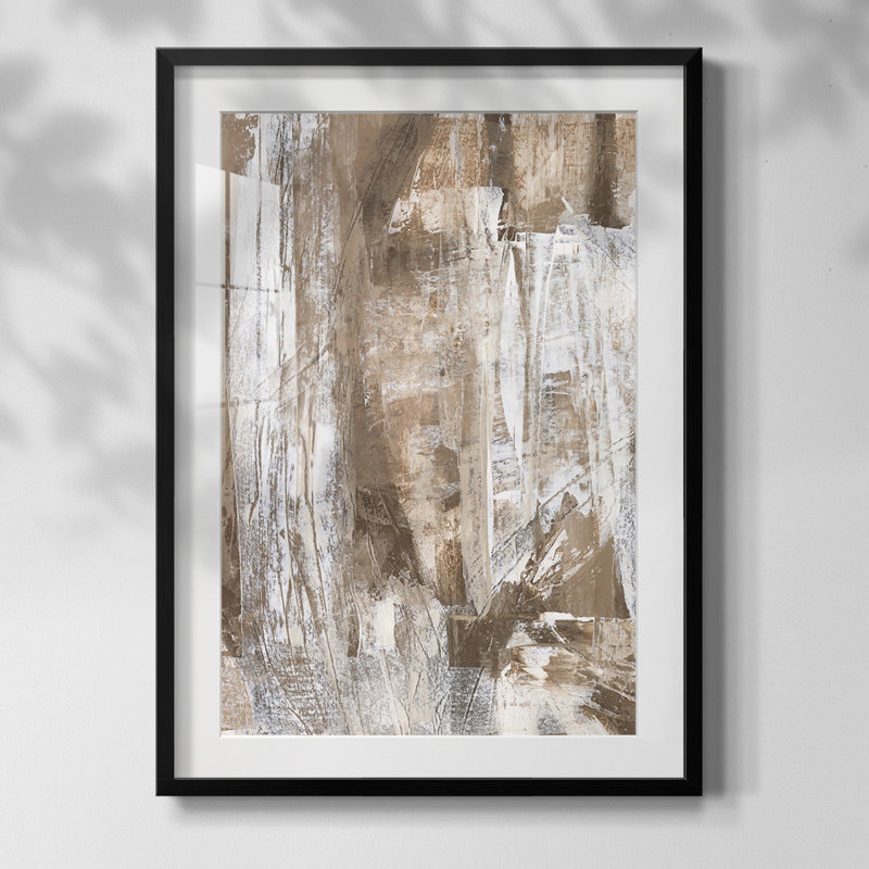 Reproduction encadrée neutre imprimé Andaman II, Papier avec cadre noir, Blanc