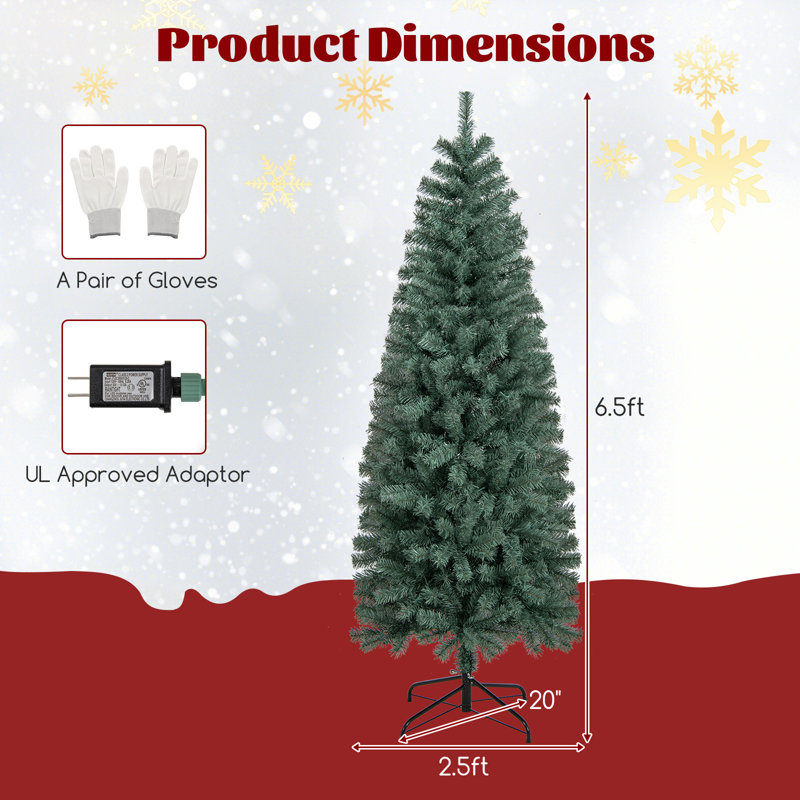 Arbre de Noël artificiel avec lumières et branches, 6.5'