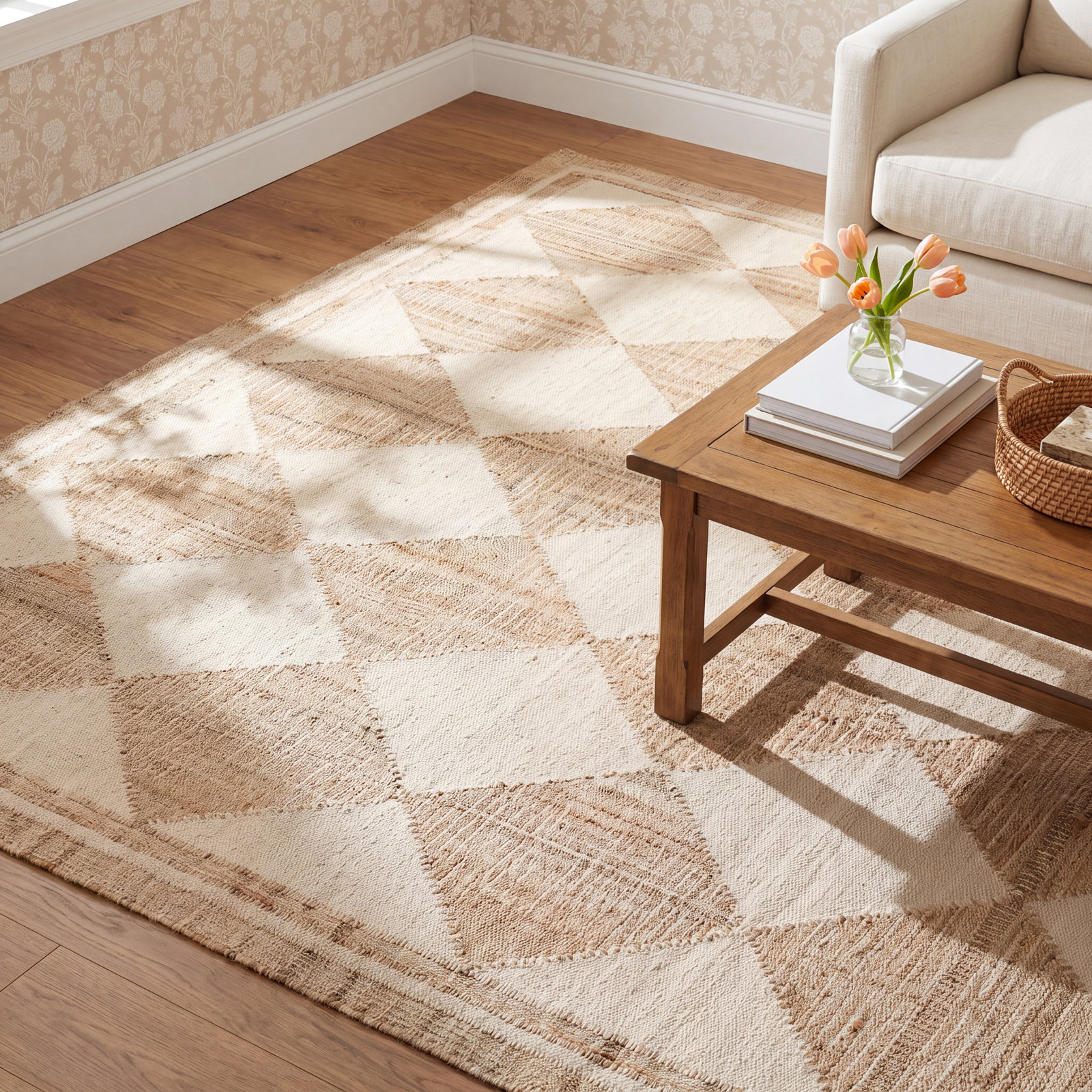 Erin Gates by Momeni Orchard Court Ivory Hand Woven Wool and Jute Area Rug, Rectangle 10' x 14'