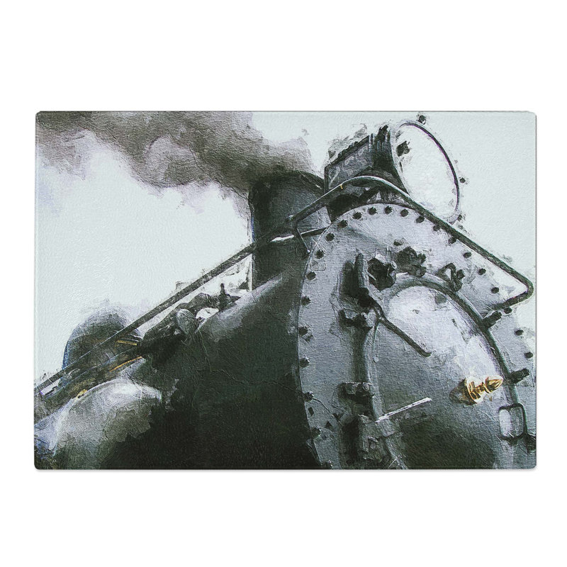 Tempered Glass Steam Train Chopping Board, 39 cm W x 28.5 cm L