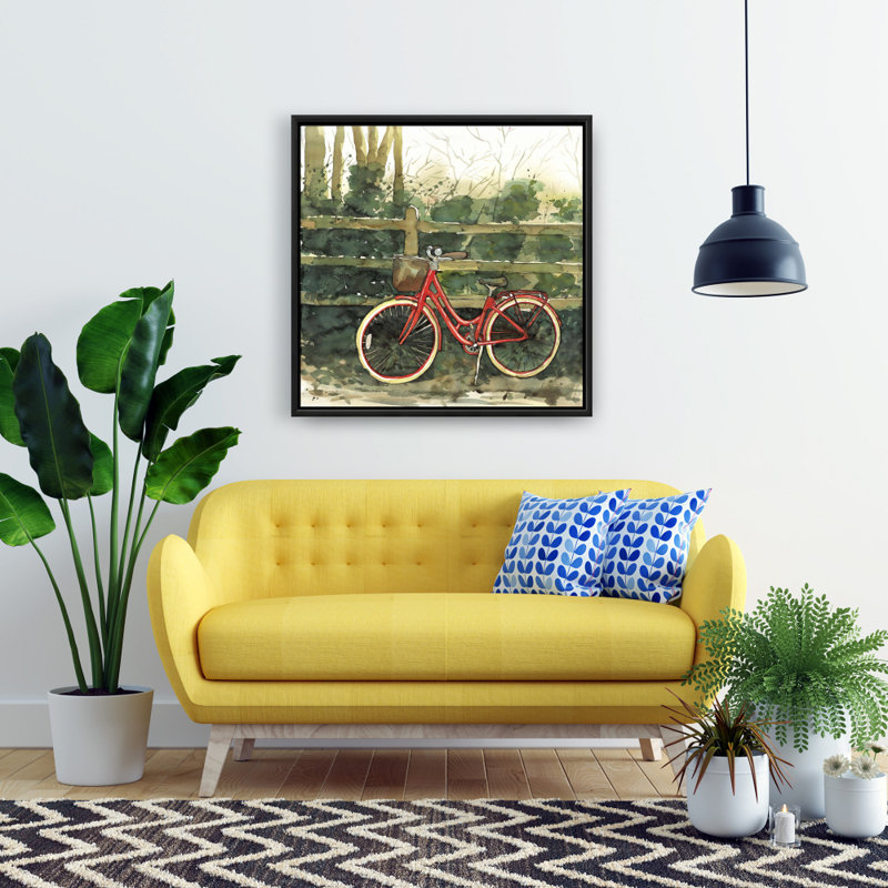 Décoration de chambre rouge | Toile encadrée «Riding in the Woods»