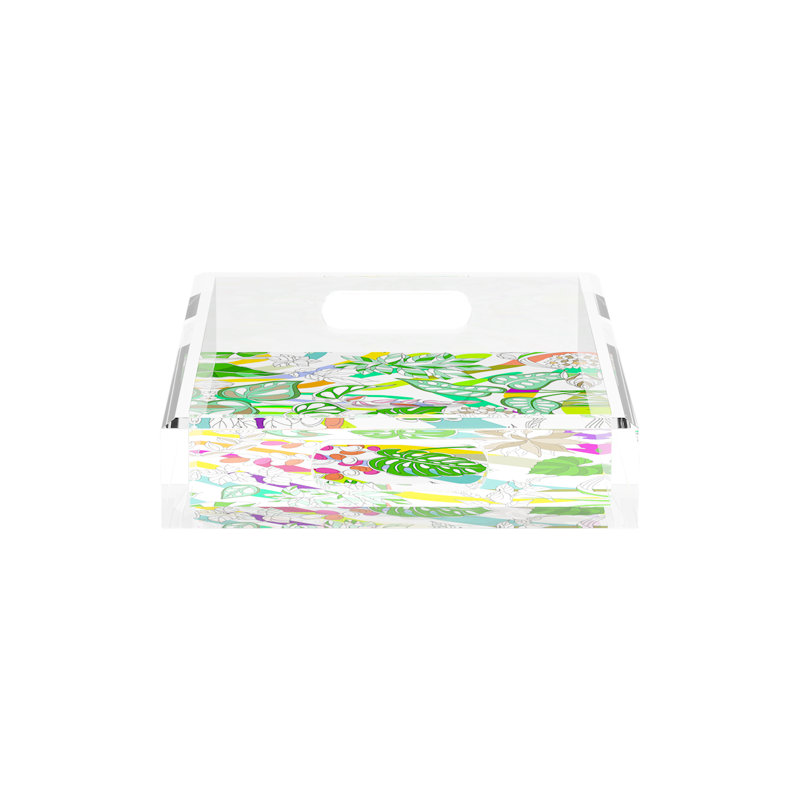 Sabi Jungle Natural Acrylic Rectangle Decorative Tray, 12.5"W x 7.75"D x 2"H
