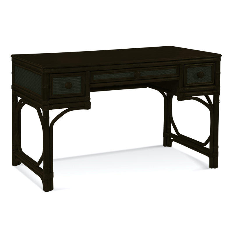 Summer Retreat Solid Wood Top Writing Desk, Antique Black