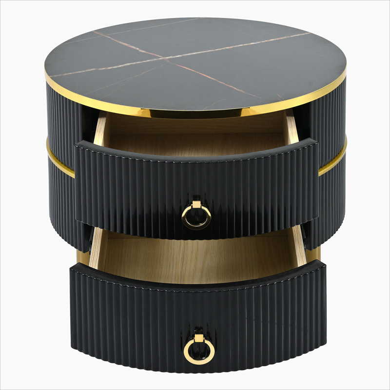 Stackable Coffee Table with 2 Drawers, Black
