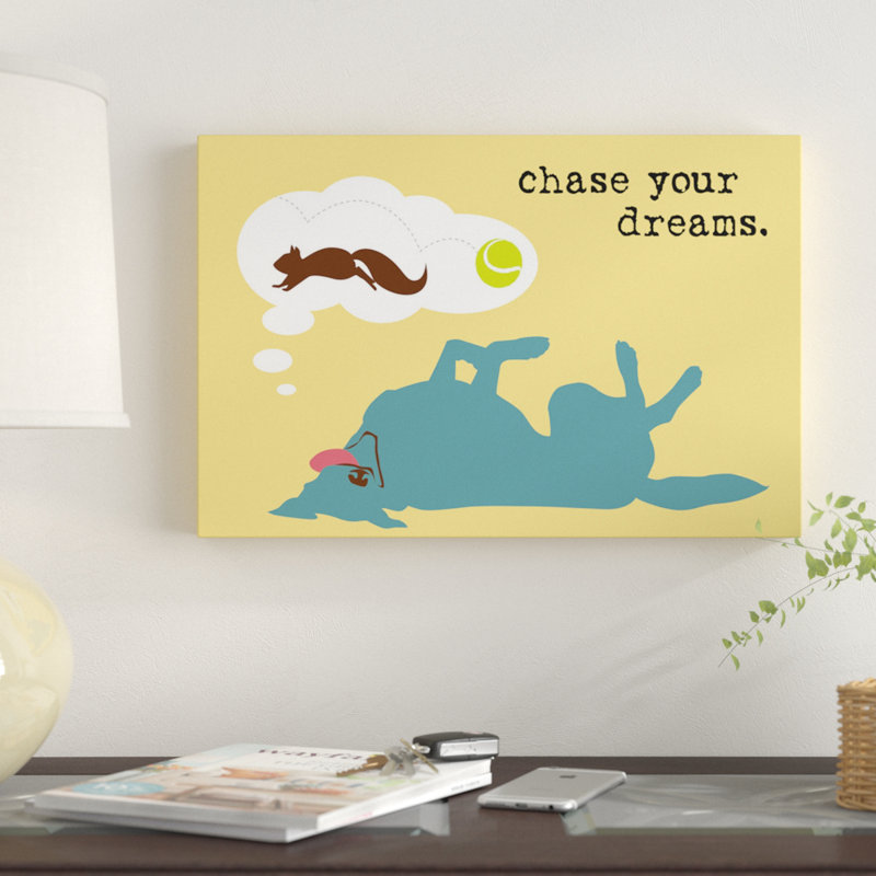 « chase rêves », impression sur toile, H 26 po x l 40 po x P 1,5 po, Toile tendue, Pas de tapis