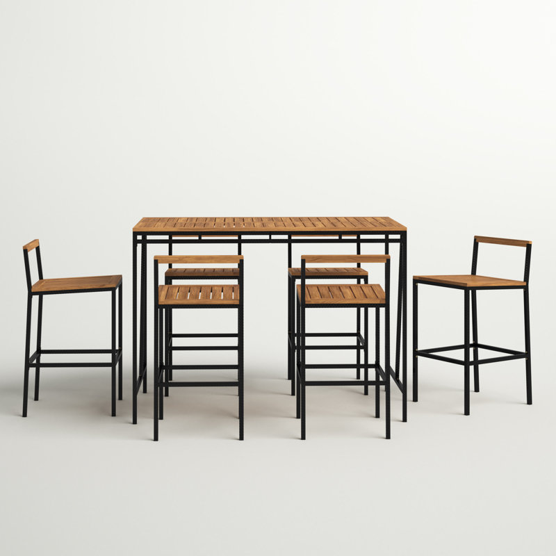 Nigel Wicker Patio Dining Set with Square Table, 6