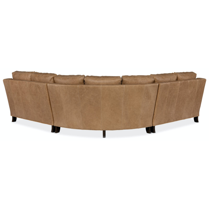 Marleigh Sectional, Alpine Dark Grey Genuine Leather, Cone Cobblestone