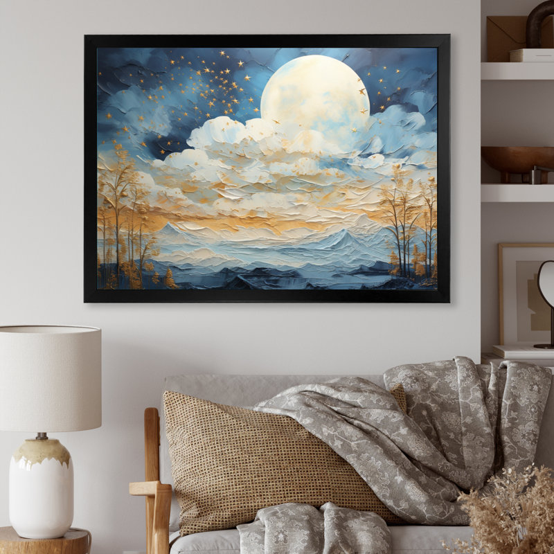 " Clouds Celestial Wisp Patchwork ", 12" H x 20" W x 1" D, Black Picture Framed