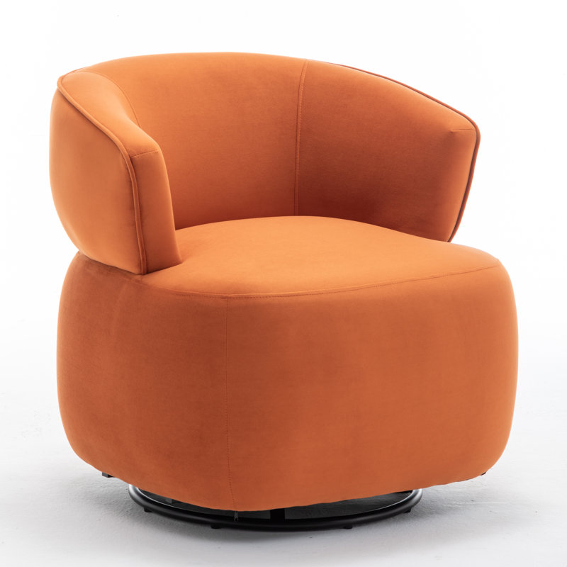 Olevide Swivel Barrel Chair, Orange Velvet