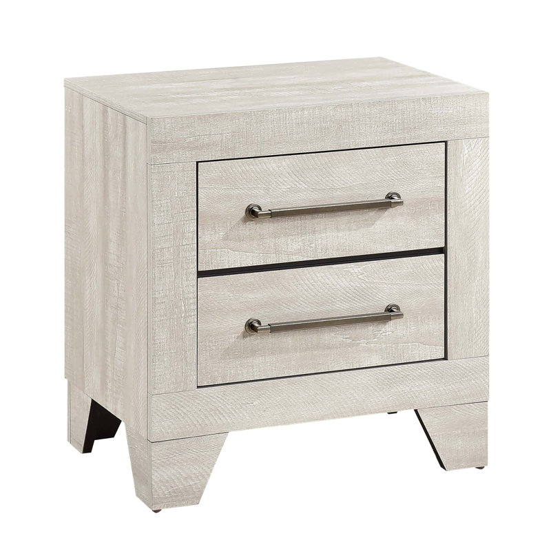Table de chevet contemporaine en chêne avec 2 tiroirs 1pc